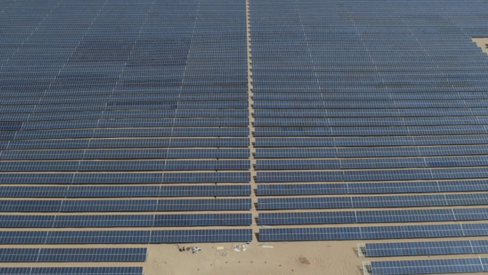 The solar panels in the Orange Suvaan Energy Solar Power Project in Maharashtra, India