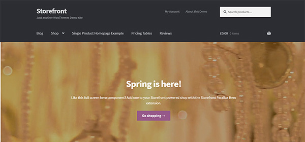 Screenshot of the Storefront WordPress e-commerce theme