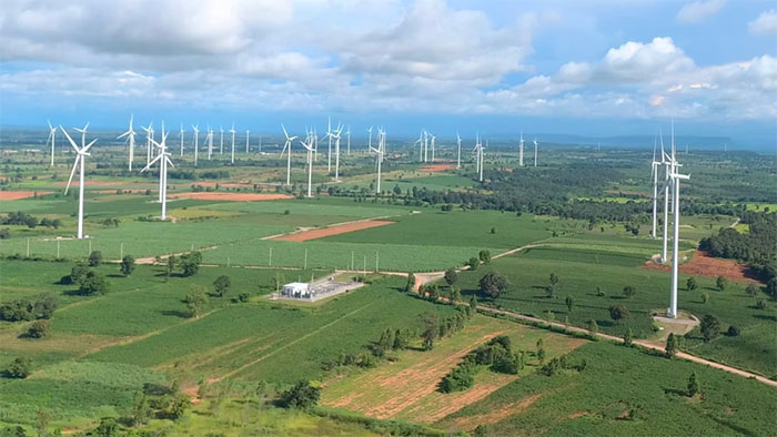 Aerial photo of the wind farm in Thailand