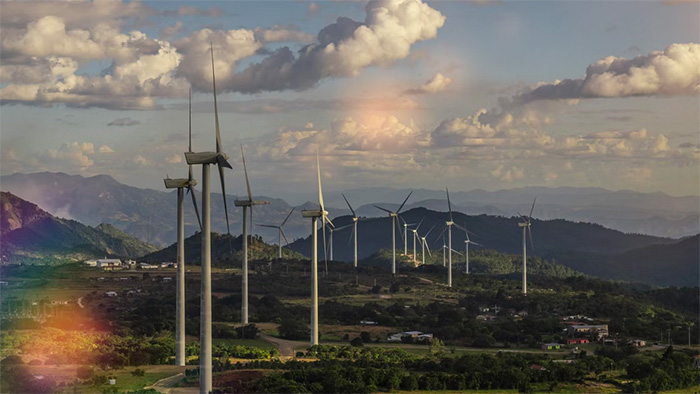 Photograph of turbines in the wind farm in Honduras.