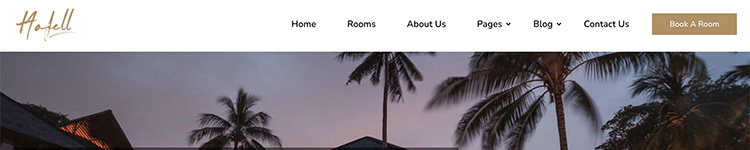 A screenshot of the demo site for the Hotell WordPress theme.