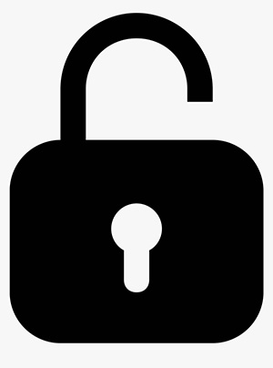 An icon of a padlock unlocked.